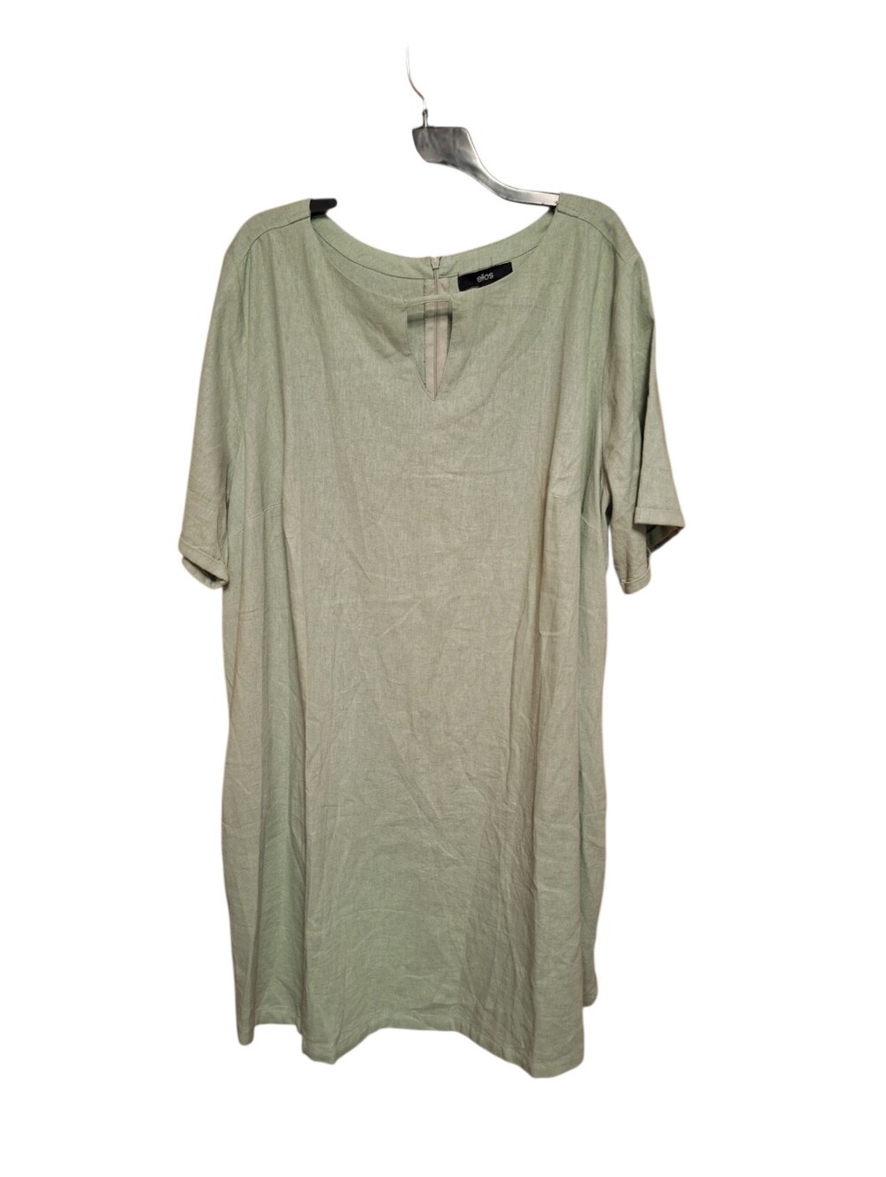 Ellos Linen Blend Green Oversized Dress Ladies Plus size 11 Keyhole Tunic Lagen